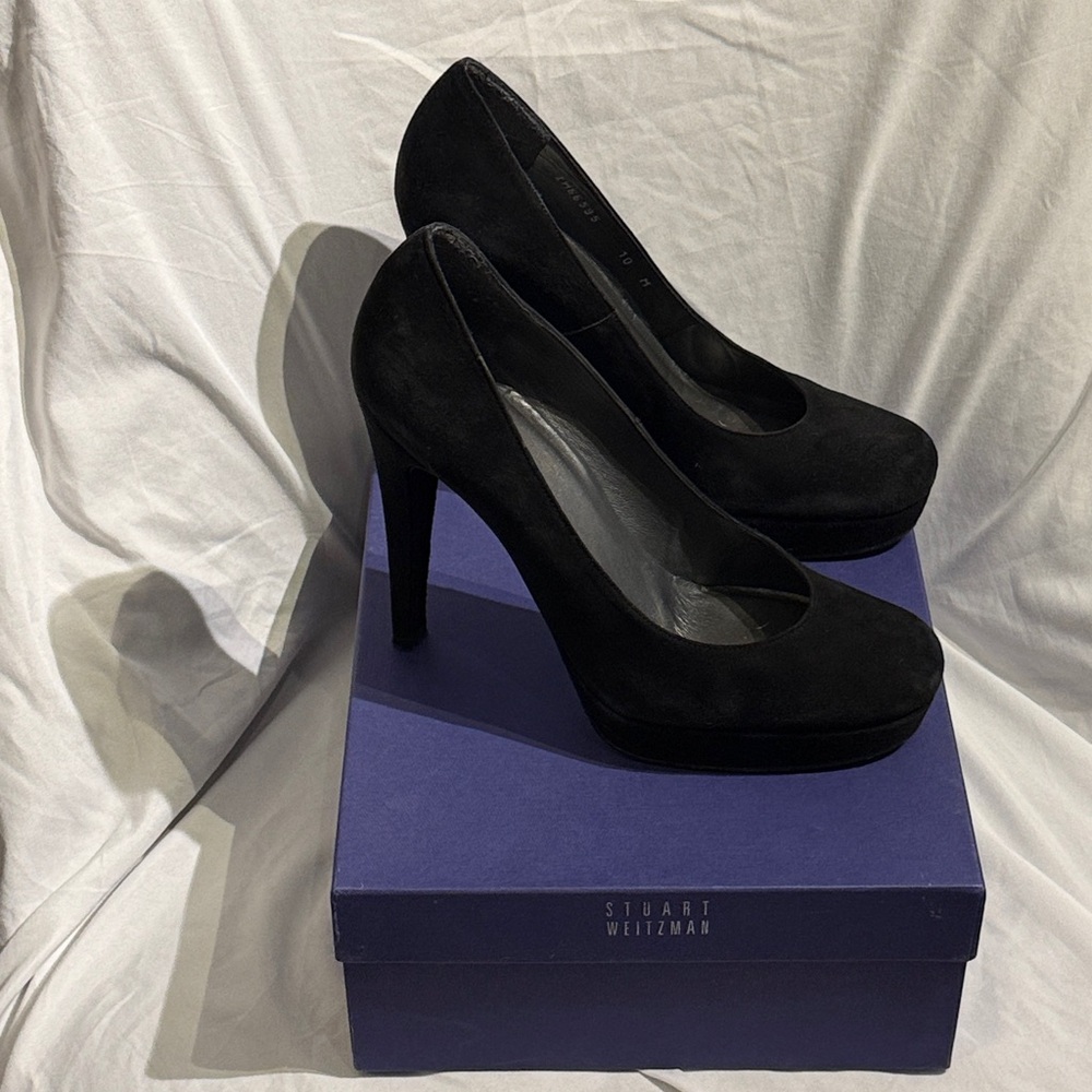 Stuart Weitzman Black Suede Platform Pumps